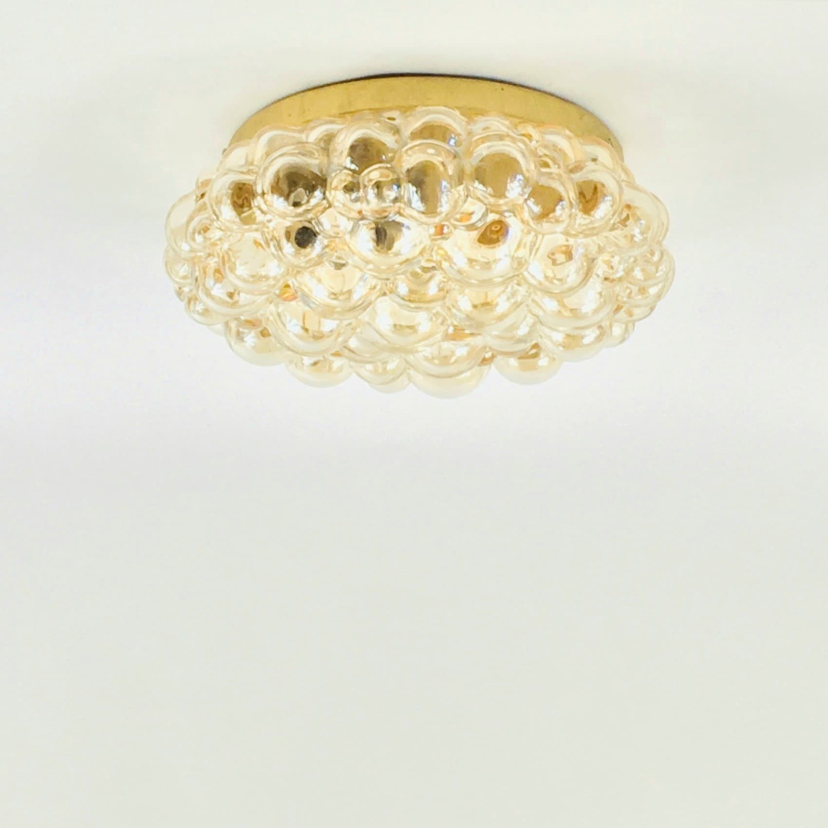 Plafon Bubble, szkło jasnobursztynowe, proj. H. Tynell, Limburg, Niemcy, lata 60. - 392443