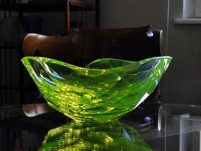 Jardiniere, yellow green crystal, by L. Jaburek, Moser, 21st century - 392475