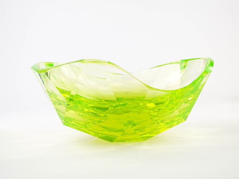 Jardiniere, yellow green crystal, by L. Jaburek, Moser, 21st century - 392478