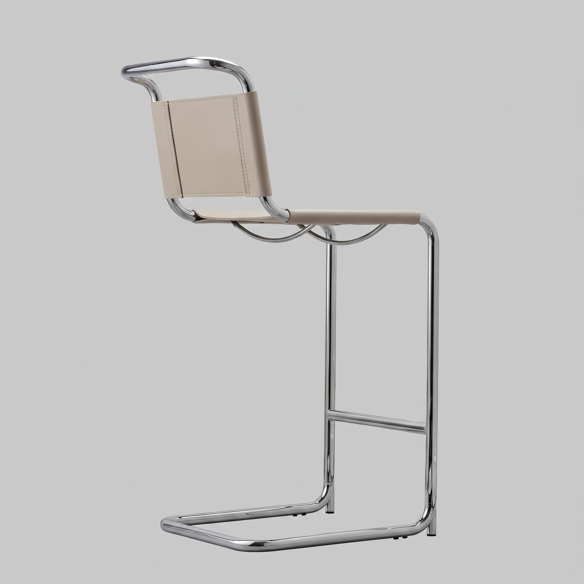 Hoker z giętej stali inspirowany proj. S33 M. Stam, kaszmir, skóra naturalna - 392789