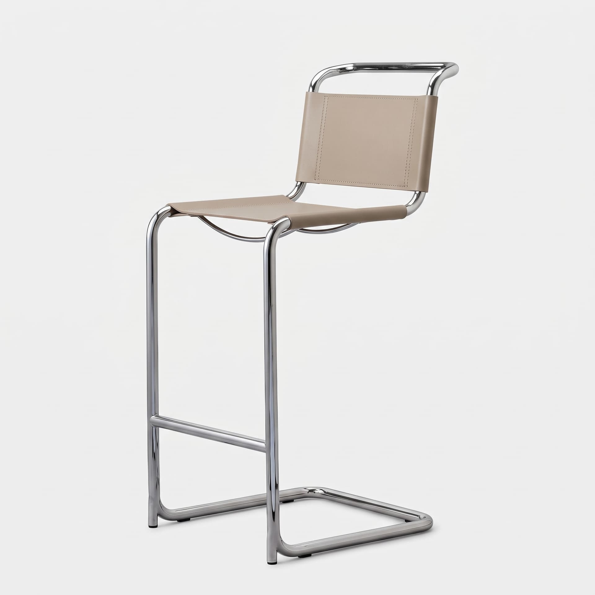 Hoker z giętej stali inspirowany proj. S33 M. Stam, kaszmir, skóra naturalna - 392788