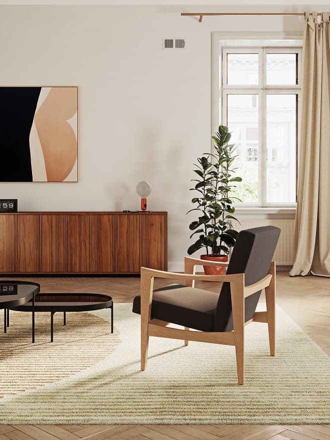 CK57 armchair with an oak frame and Synergy wool upholstery - 3435