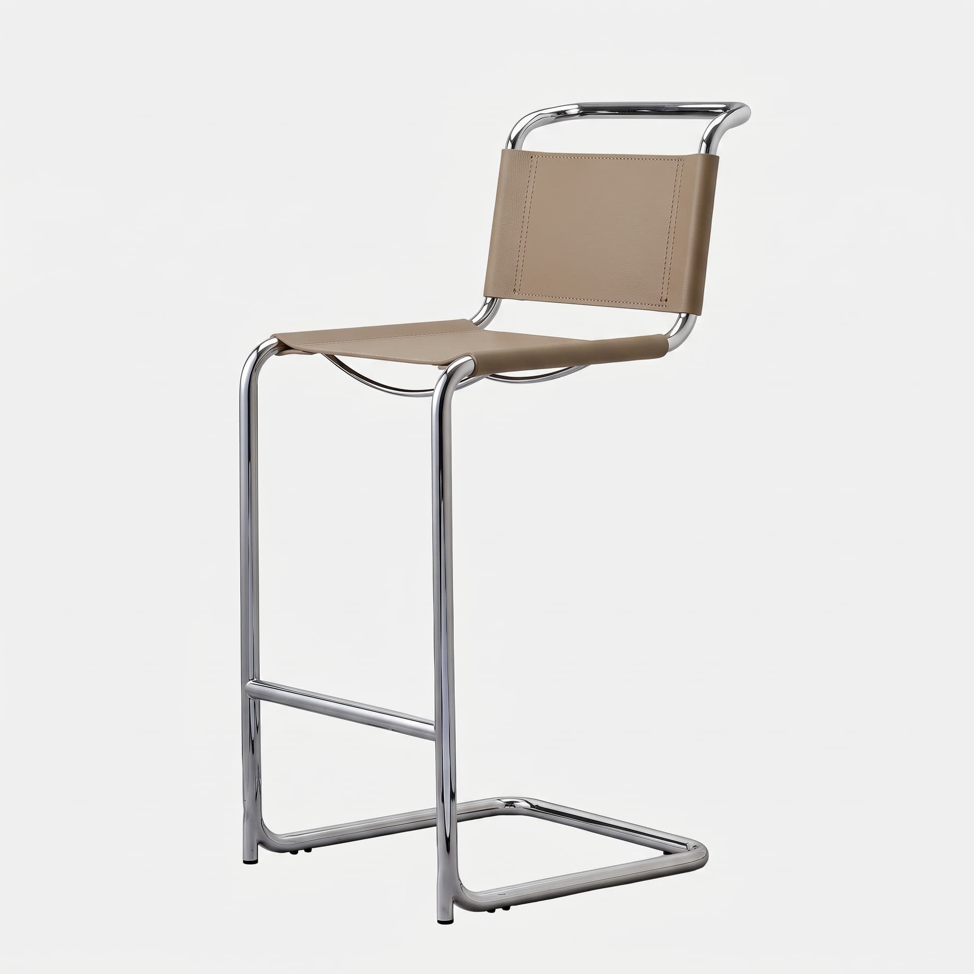 Hoker z giętej stali inspirowany proj. S33 M. Stam, cappuccino, skóra naturalna - 392823