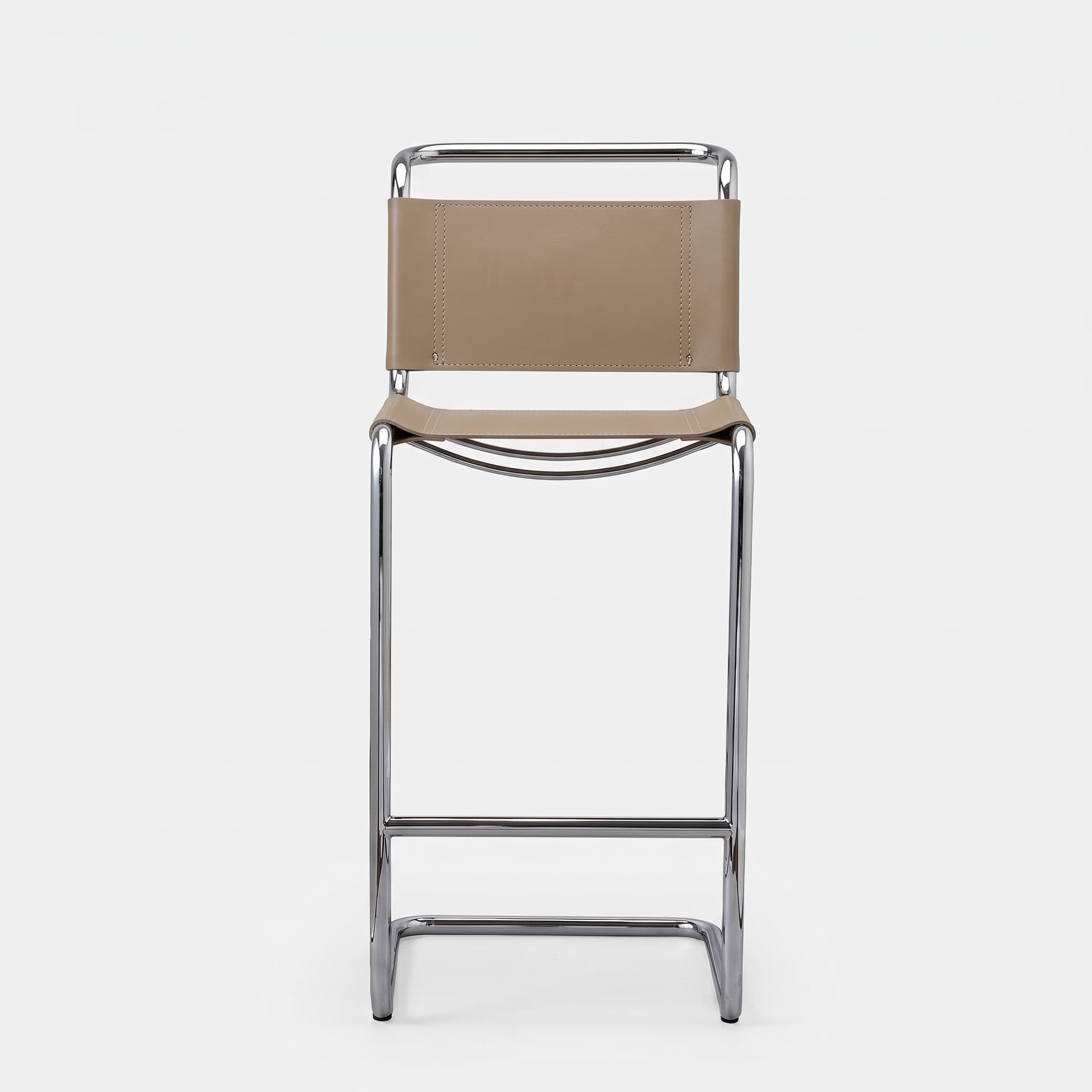 Hoker z giętej stali inspirowany proj. S33 M. Stam, cappuccino, skóra naturalna - 392822