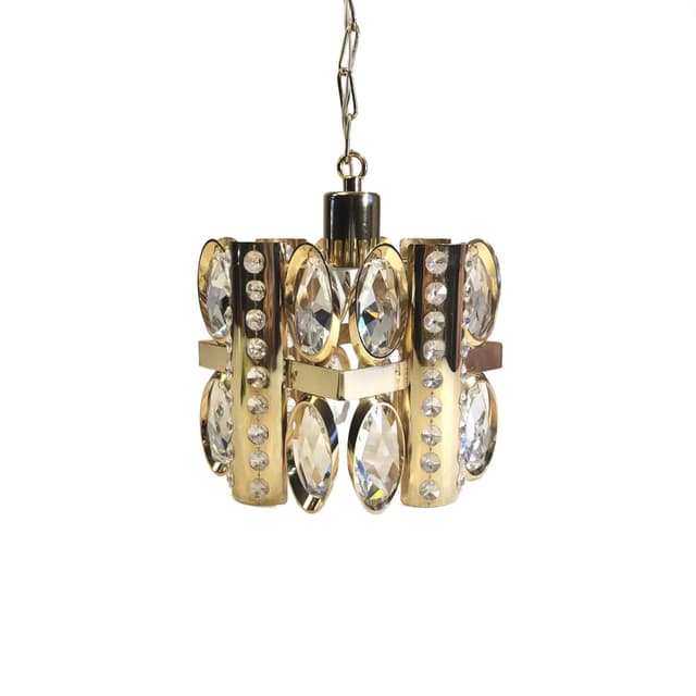 Ceiling lamp, golden brass crystal, Palwa, Germany, 1960s. - DIMENSION