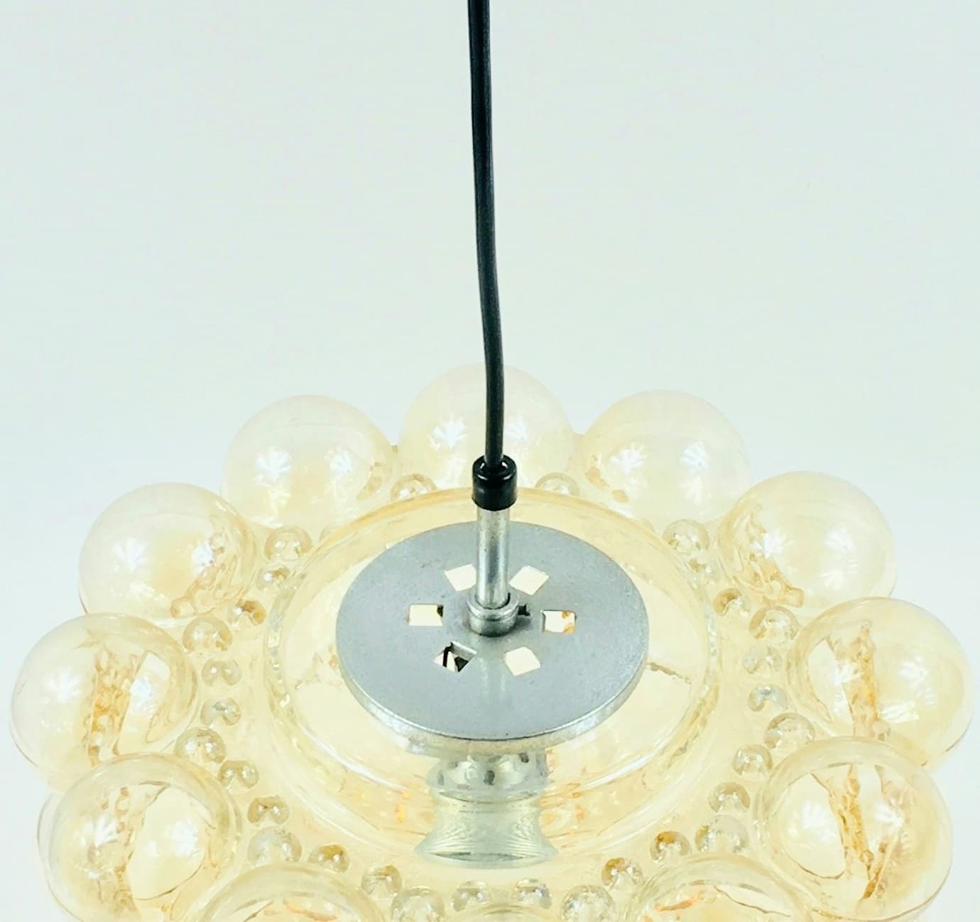 Lampa sufitowa Bubble, szkło jasnobursztynowe, proj. H. Tynell, Limburg, Niemcy, lata 60. - 392631