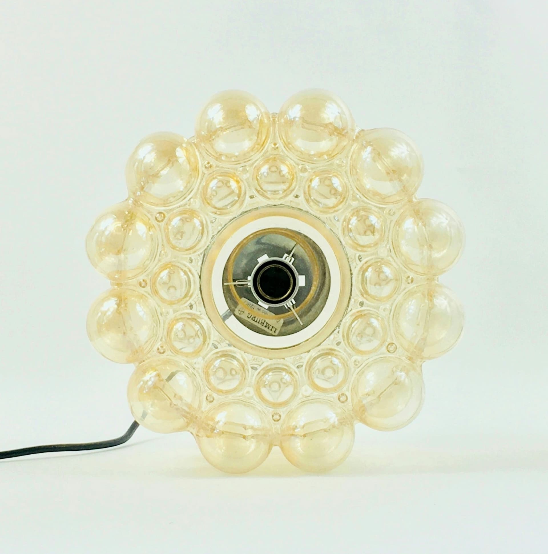Lampa sufitowa Bubble, szkło jasnobursztynowe, proj. H. Tynell, Limburg, Niemcy, lata 60. - 392632