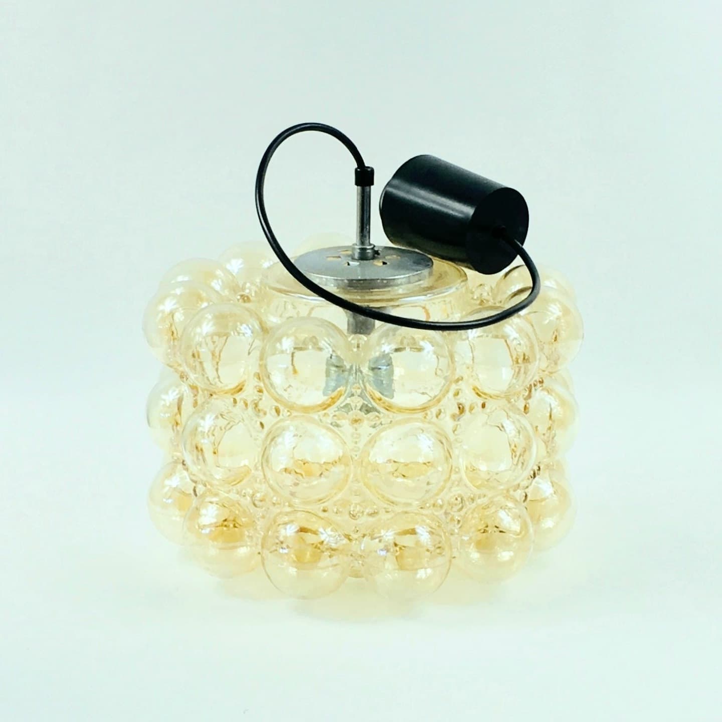 Lampa sufitowa Bubble, szkło jasnobursztynowe, proj. H. Tynell, Limburg, Niemcy, lata 60. - 392630