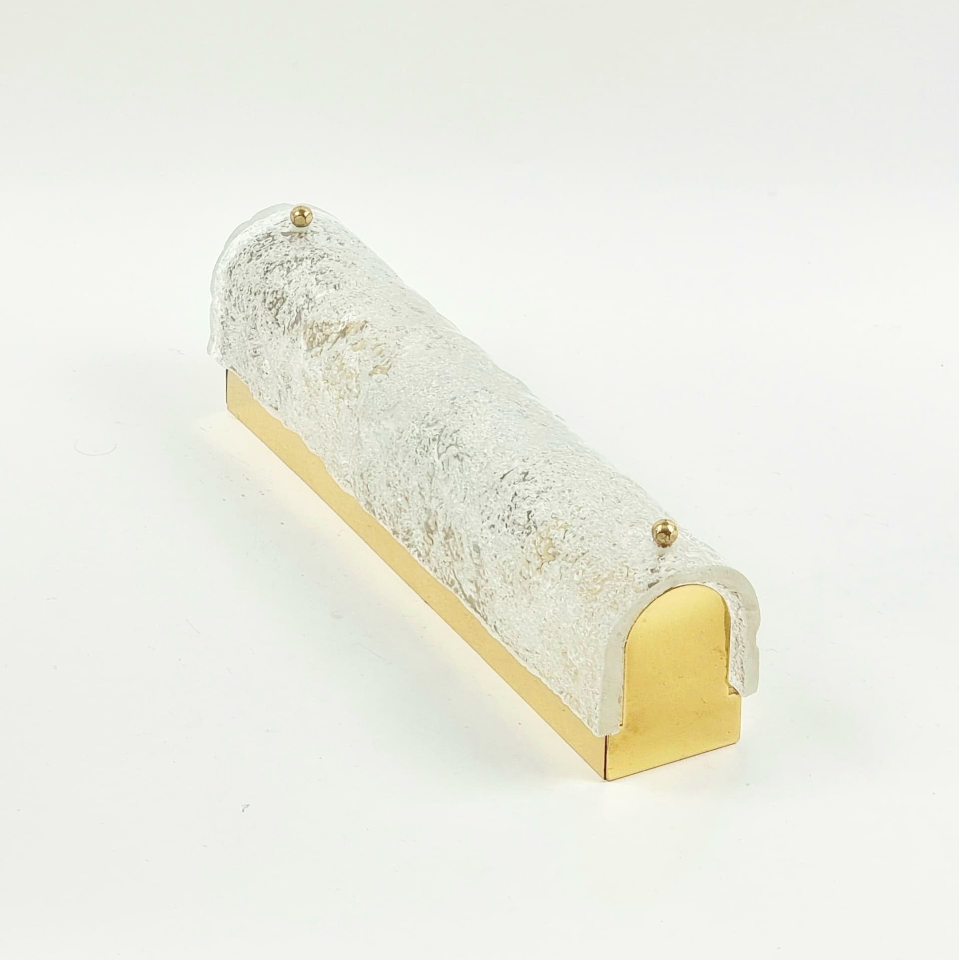 Para kinkietów, szkło Murano transparentne, metal złoty, Hillebrand, Niemcy, lata 70. - 392639