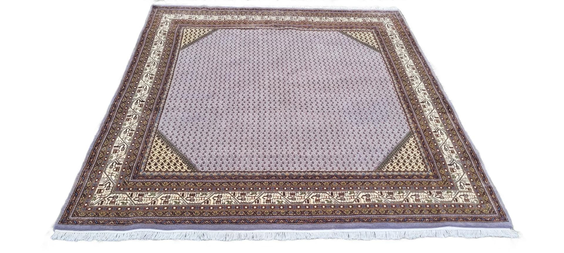 Dywan Indo Saroug Mir 205x255 cm, beżowy, wełna, Indie, lata 60.