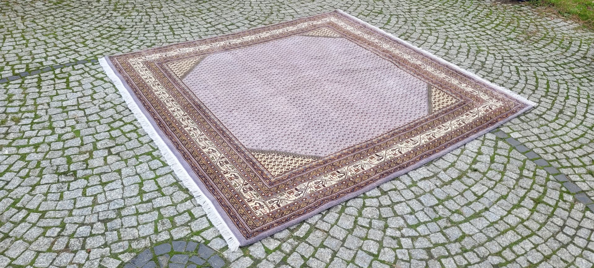 Dywan Indo Saroug Mir 205x255 cm, beżowy, wełna, Indie, lata 60. - 392699