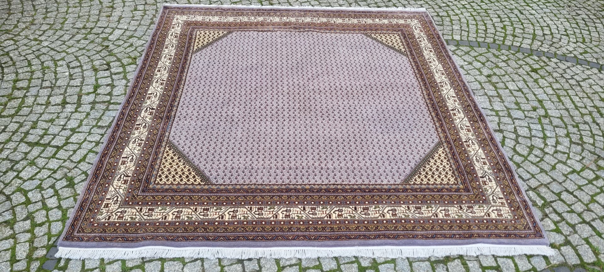 Dywan Indo Saroug Mir 205x255 cm, beżowy, wełna, Indie, lata 60. - 392698
