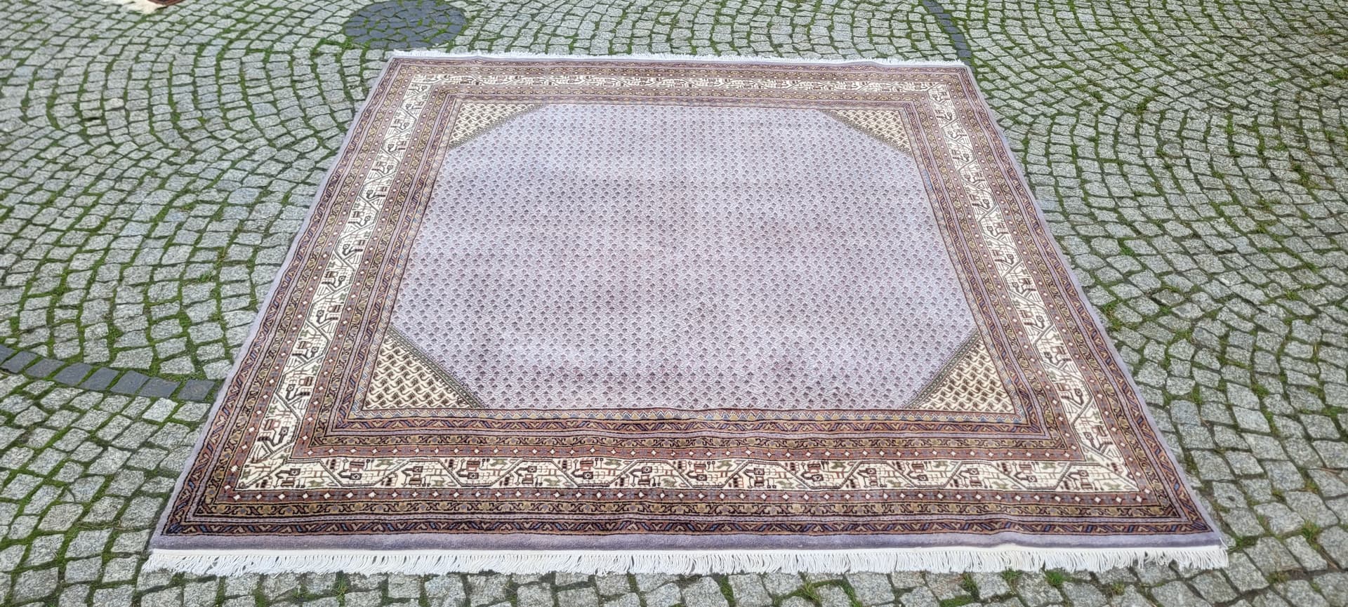 Dywan Indo Saroug Mir 205x255 cm, beżowy, wełna, Indie, lata 60. - 392701