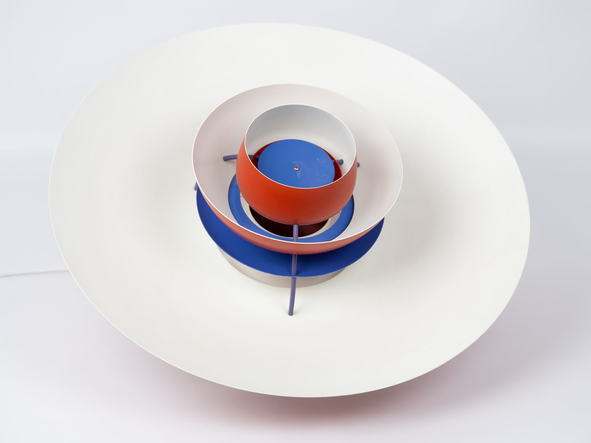 Pendant lamp PH 5, red aluminium, by P. Henningsen, Louis Poulsen, Denmark, 1960s. - 392747