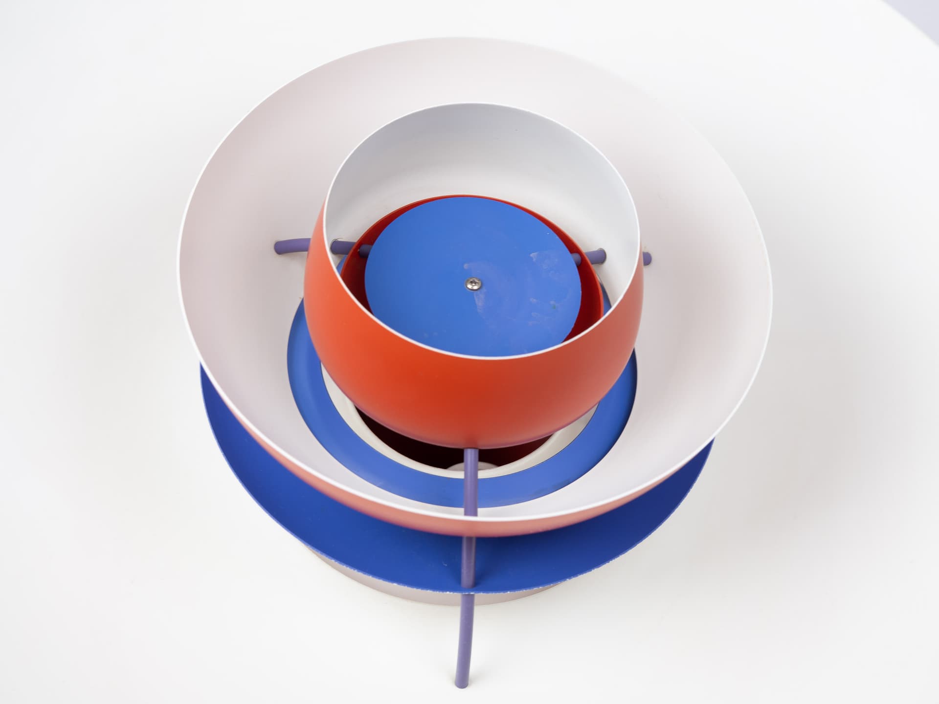 Pendant lamp PH 5, red aluminium, by P. Henningsen, Louis Poulsen, Denmark, 1960s. - 392748