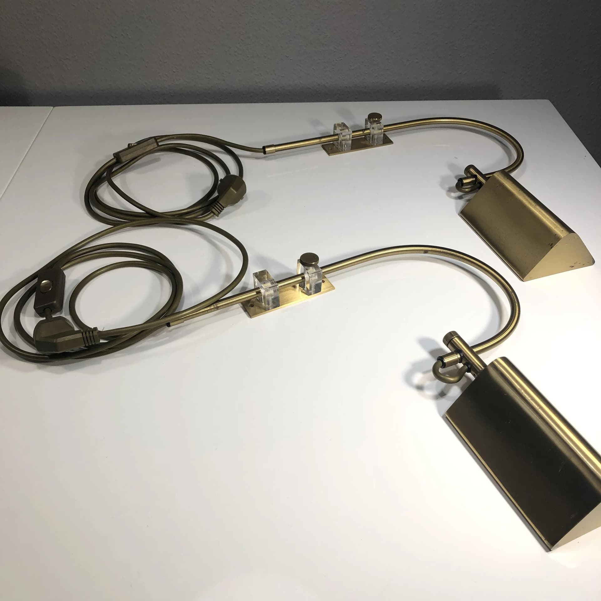 Para kinkietów, mosiądz złoty, Vario Leuchten, Niemcy, lata 70. - 28823