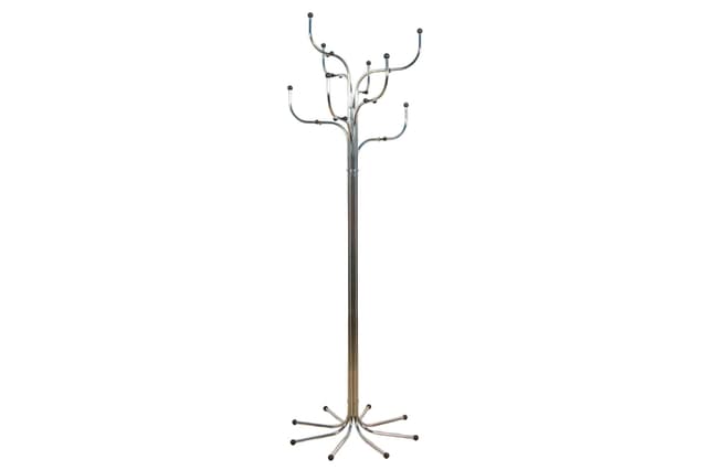 Wieszak podłogowy Coat Tree, stal chromowana srebrna, plastik czarny, proj. S. Werner, Fritz Hansen, Dania, XXI w. - WYMIARY