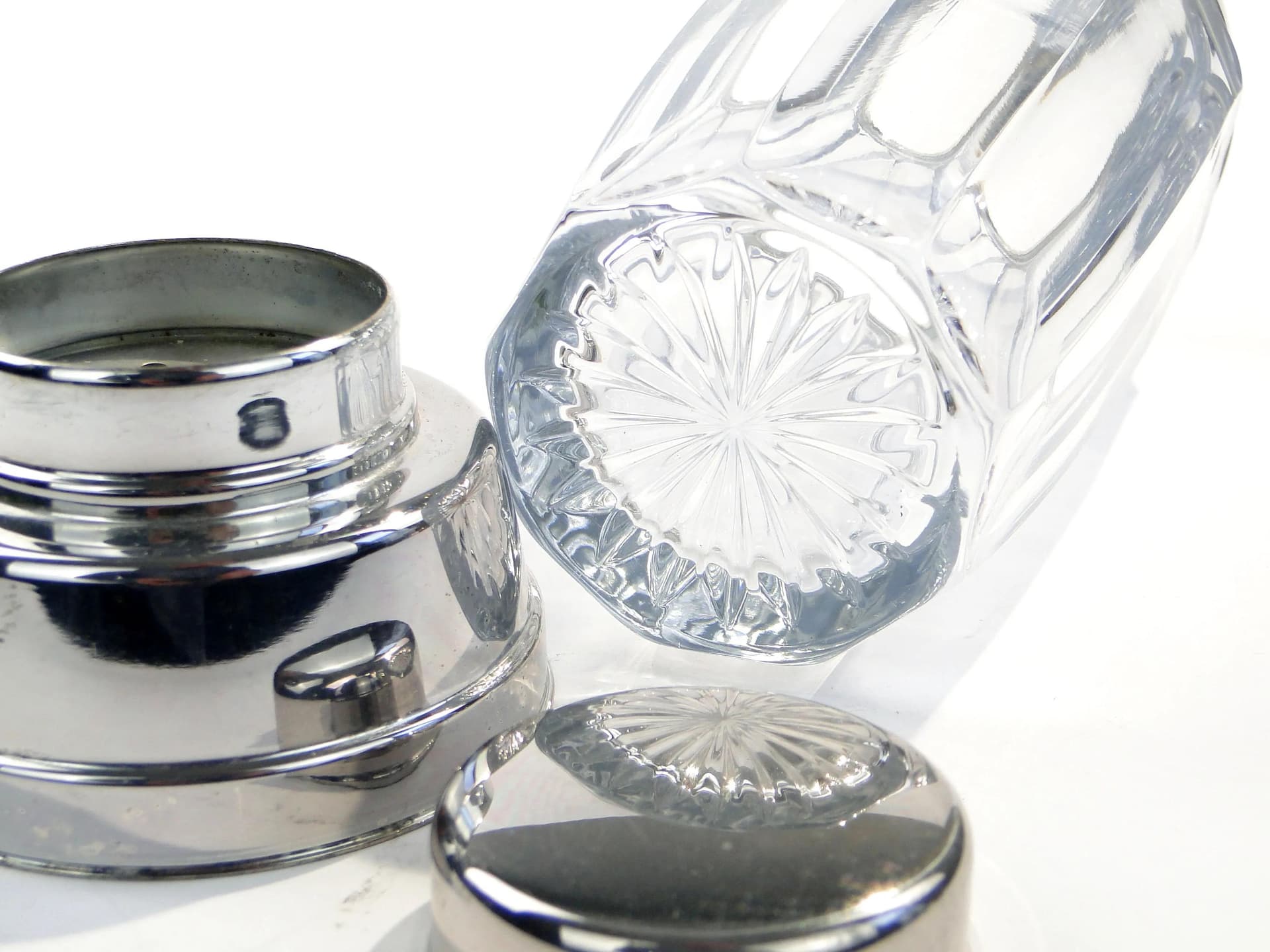 Shaker Art Deco, kryształ transparentny, nikiel, WMF, Niemcy, lata 50. - 393054