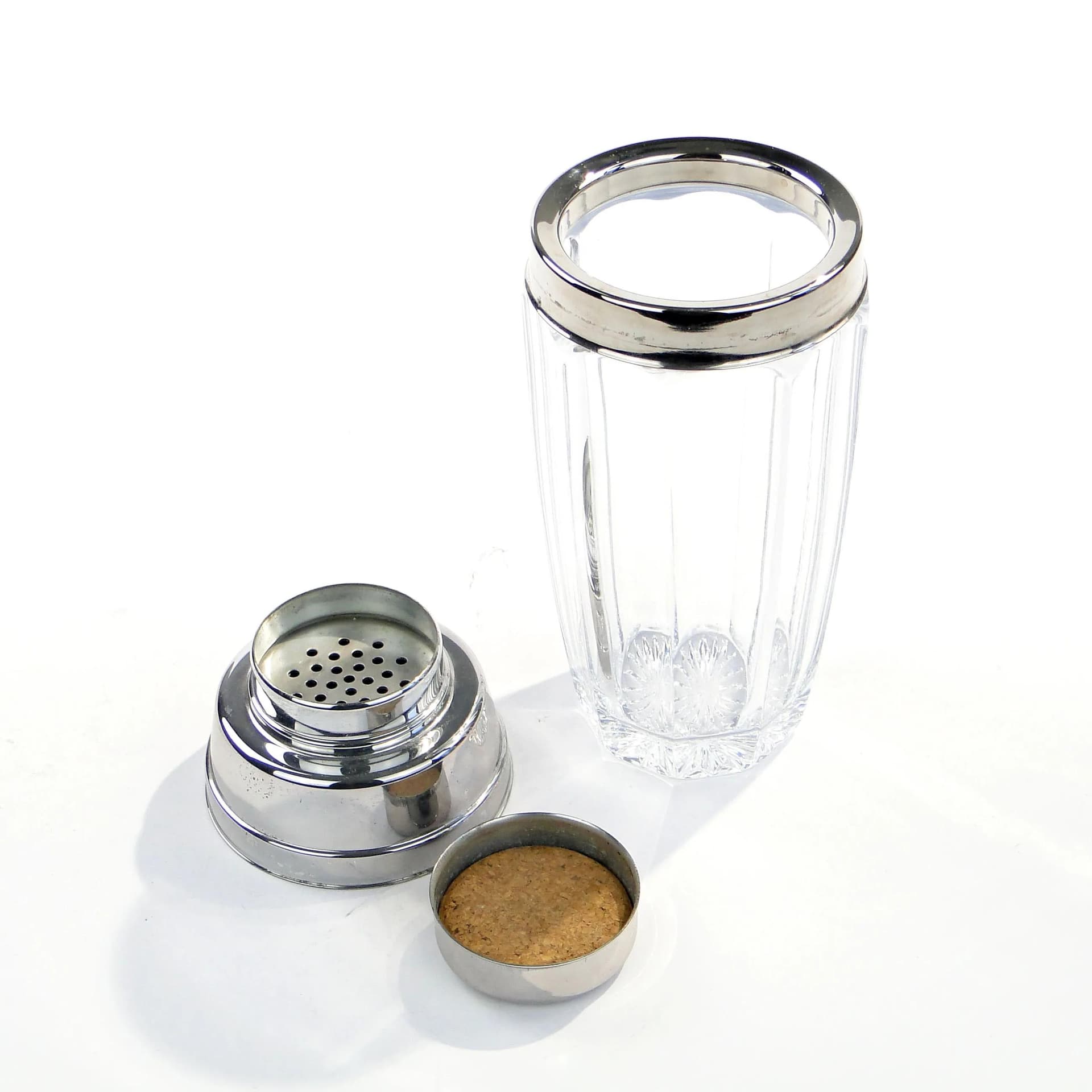 Shaker Art Deco, kryształ transparentny, nikiel, WMF, Niemcy, lata 50. - 393048