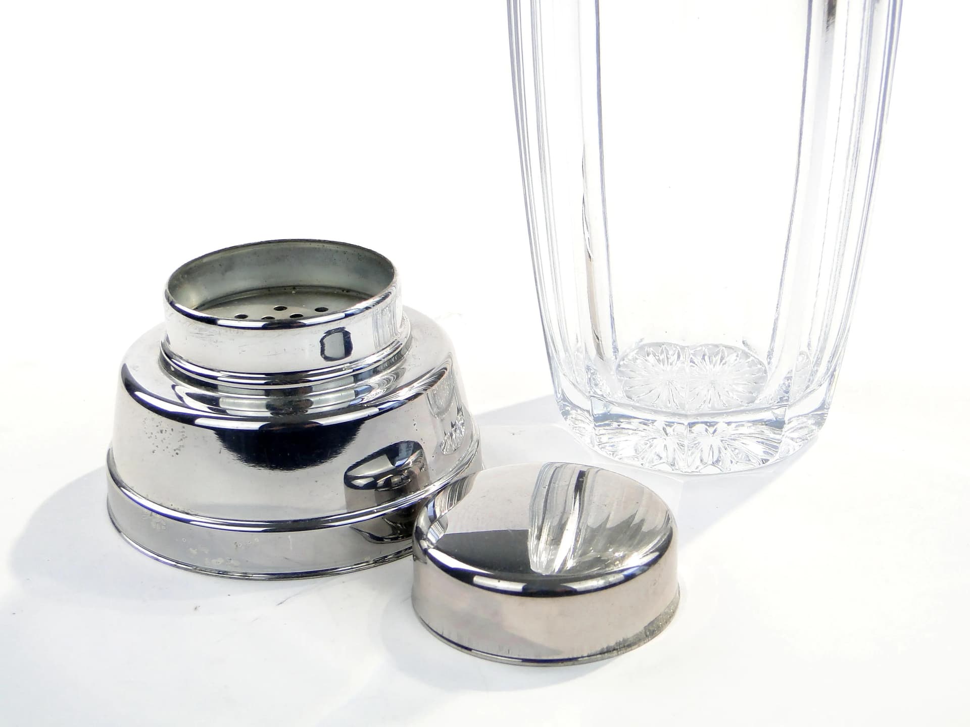 Shaker Art Deco, kryształ transparentny, nikiel, WMF, Niemcy, lata 50. - 393051