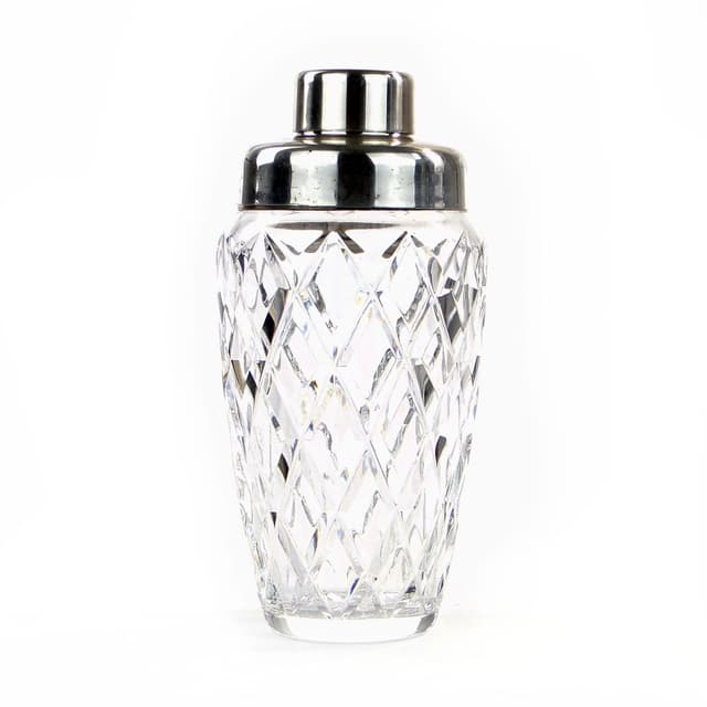 Shaker do drinków Art Deco, kryształ transparentny, metal srebrny, WMF, Niemcy, lata 50. - WYMIARY