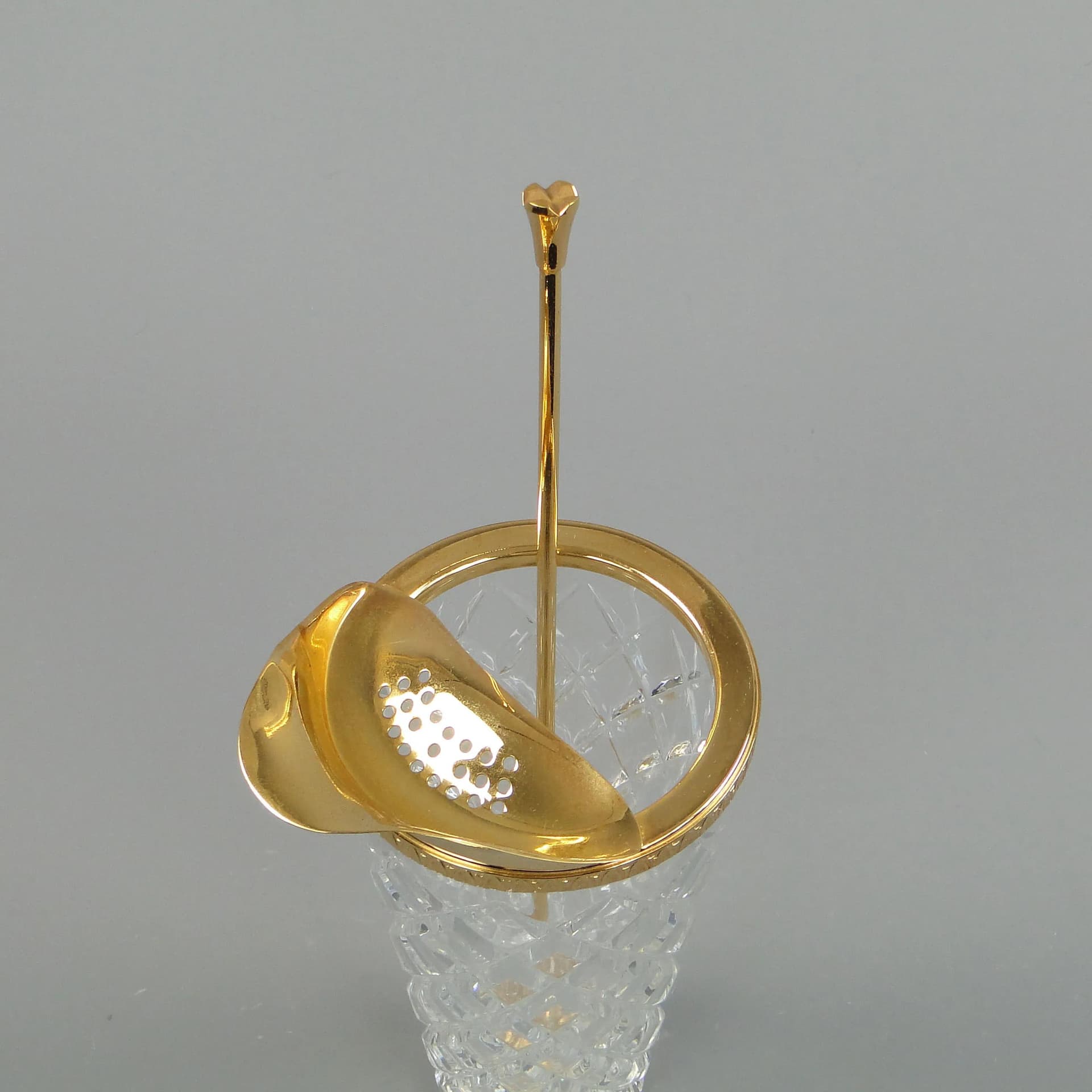 Shaker do drinków, kryształ transparentny, metal złoty, Niemcy, lata 50. - 393083