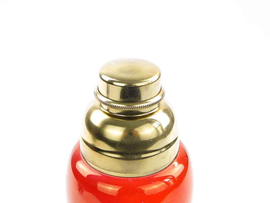 Shaker Fuger, szkło czerwony, mosiądz złoty, Niemcy, lata 50. - 393100