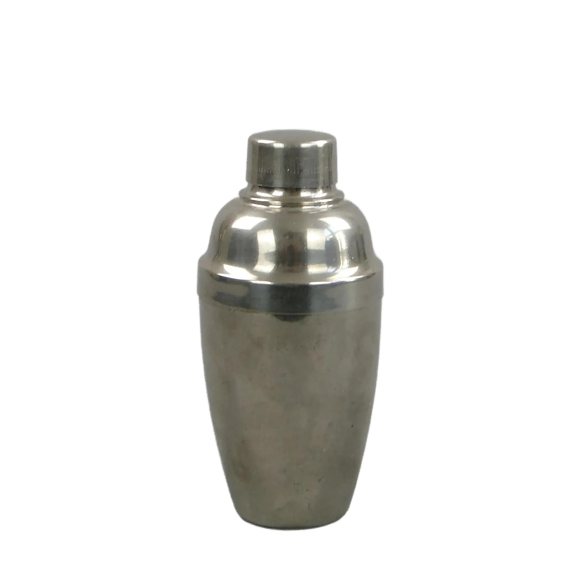 Shaker miniaturowy, art déco, srebrny, metal, lata 60.