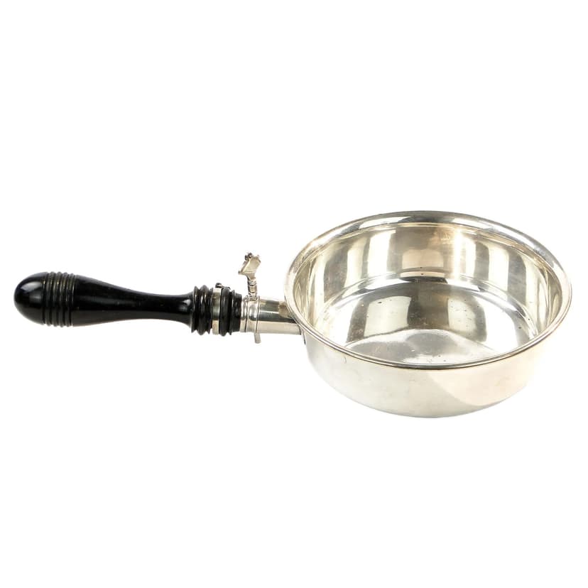 Serving pan, silver, silver-plated brass, black wood, United Kingdom, 1920s
