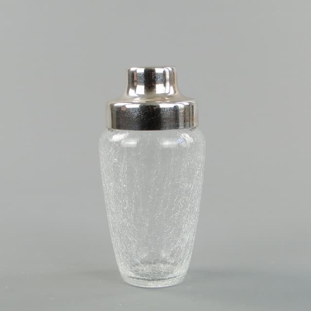 Shaker do drinków, szkło przezroczyste, stal polerowana srebrna, lata 70. - WYMIARY