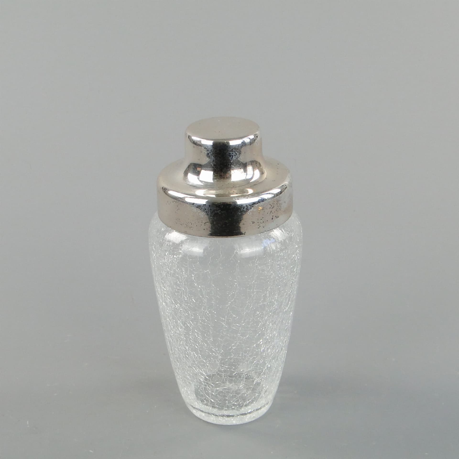 Shaker do drinków, szkło przezroczyste, stal polerowana srebrna, lata 70. - 393114