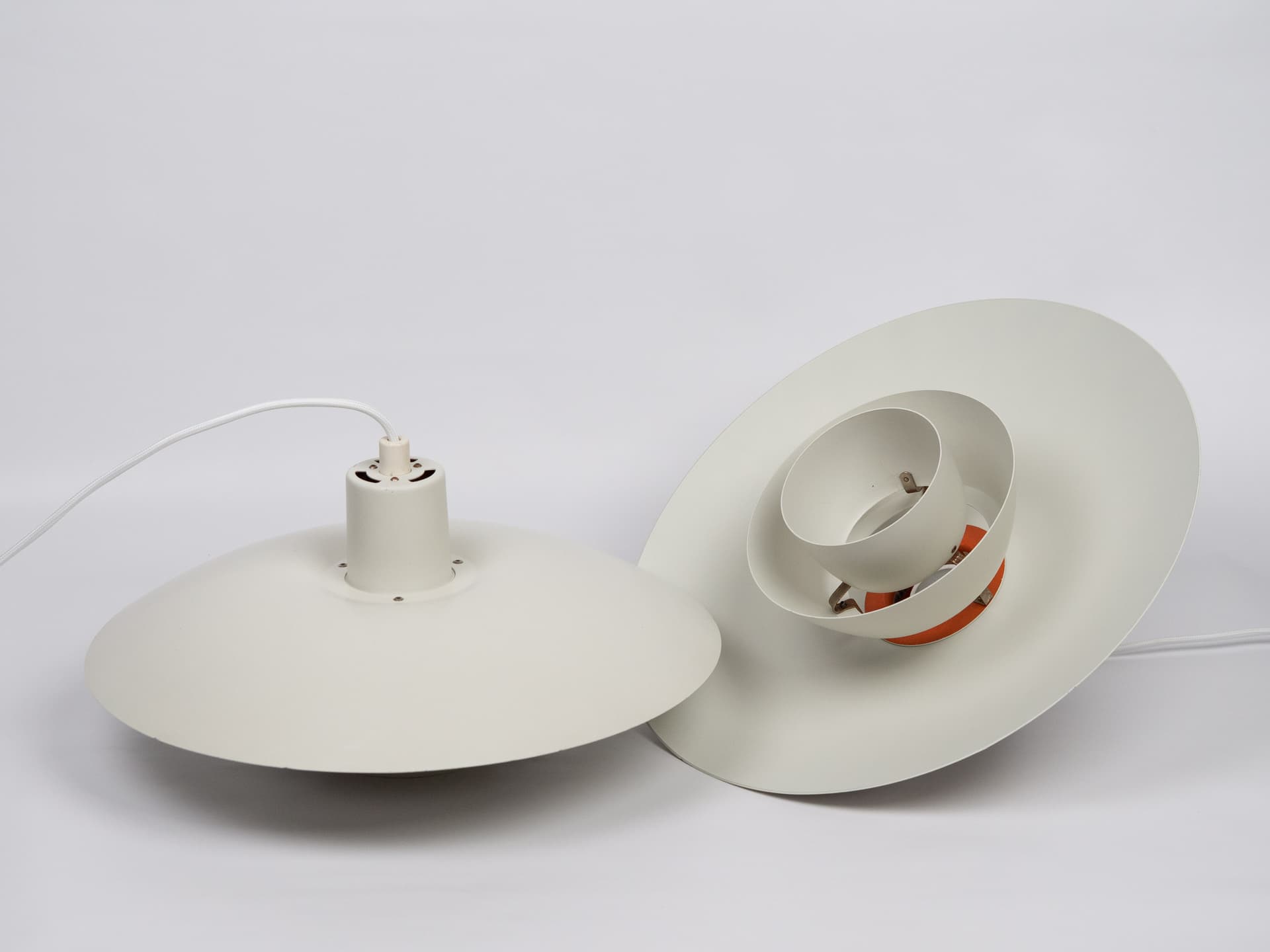 Pair of pendant lamps PH 4/3, white metal, by P. Henningsen, Louis Poulsen, Denmark, 1970s. - 393180
