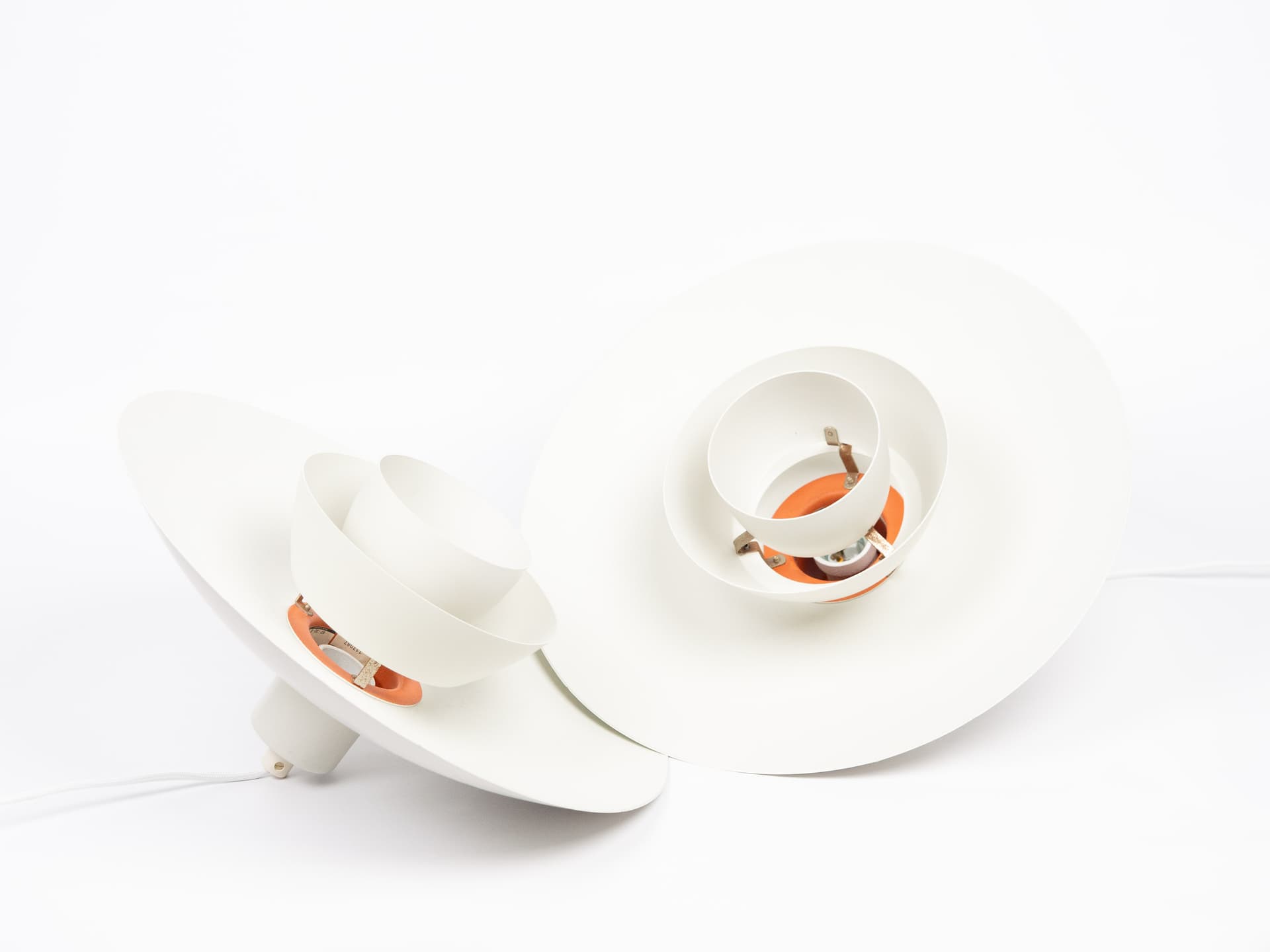 Pair of pendant lamps PH 4/3, white metal, by P. Henningsen, Louis Poulsen, Denmark, 1970s. - 393184
