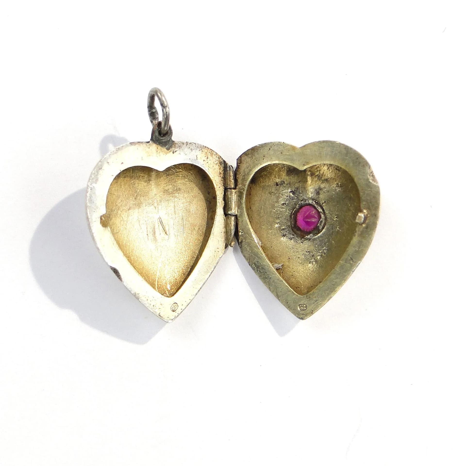 Locket Heart, silver, ruby, Lithuania, 1960s. - 393229
