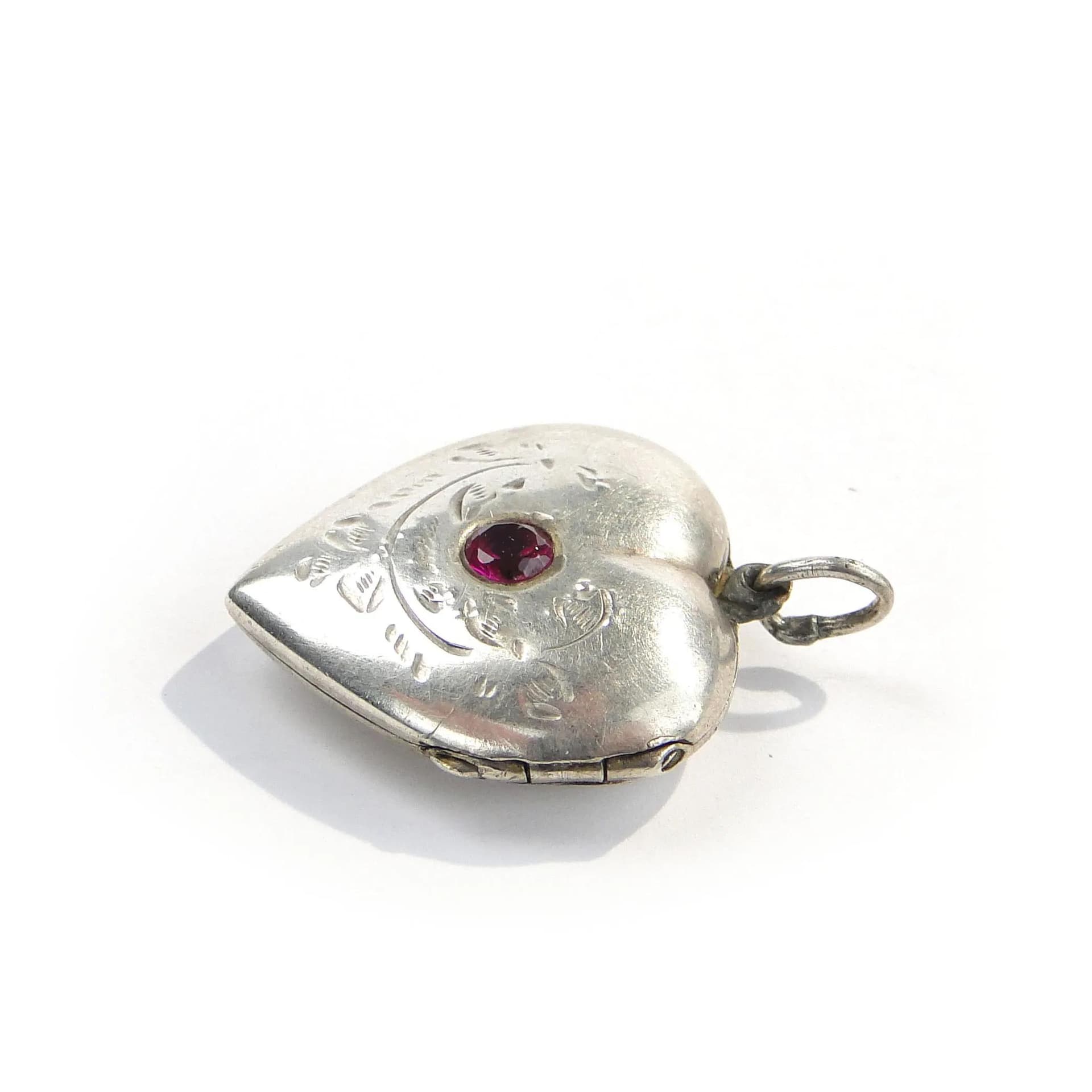 Locket Heart, silver, ruby, Lithuania, 1960s. - 393227