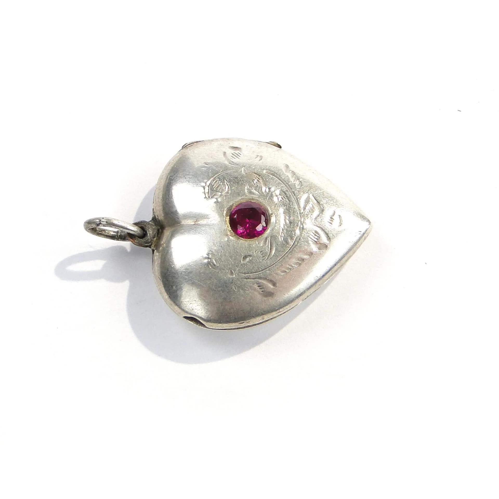 Locket Heart, silver, ruby, Lithuania, 1960s. - 393225