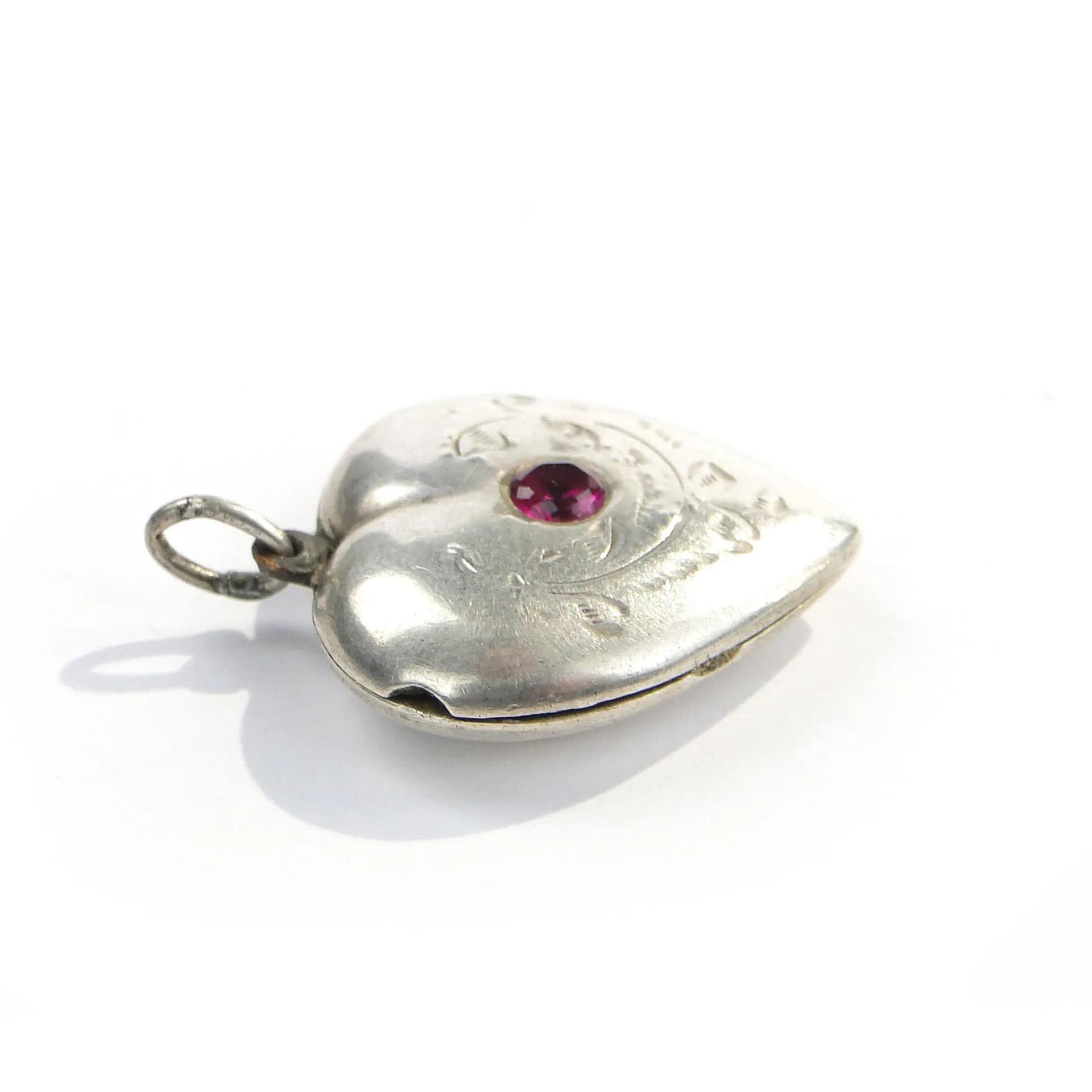 Locket Heart, silver, ruby, Lithuania, 1960s. - 393226
