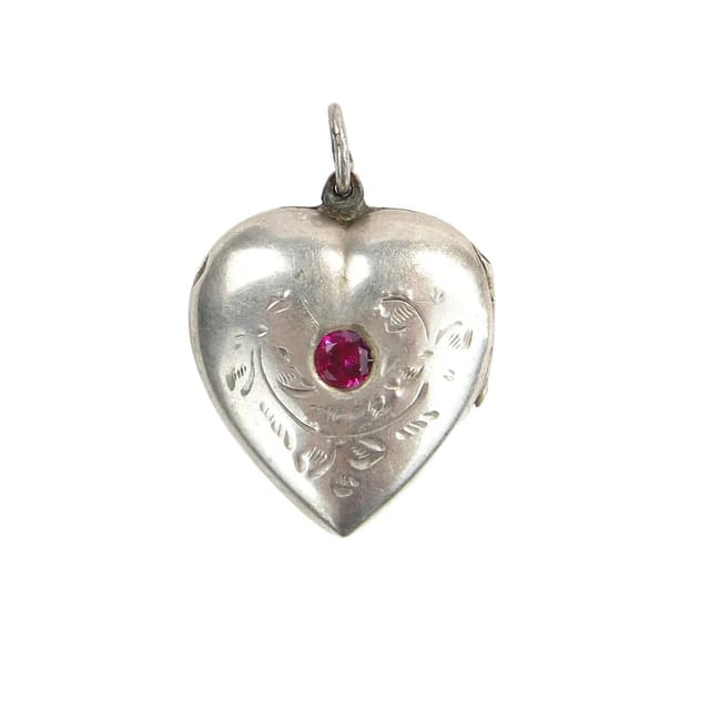 Locket Heart, silver, ruby, Lithuania, 1960s. - DIMENSION