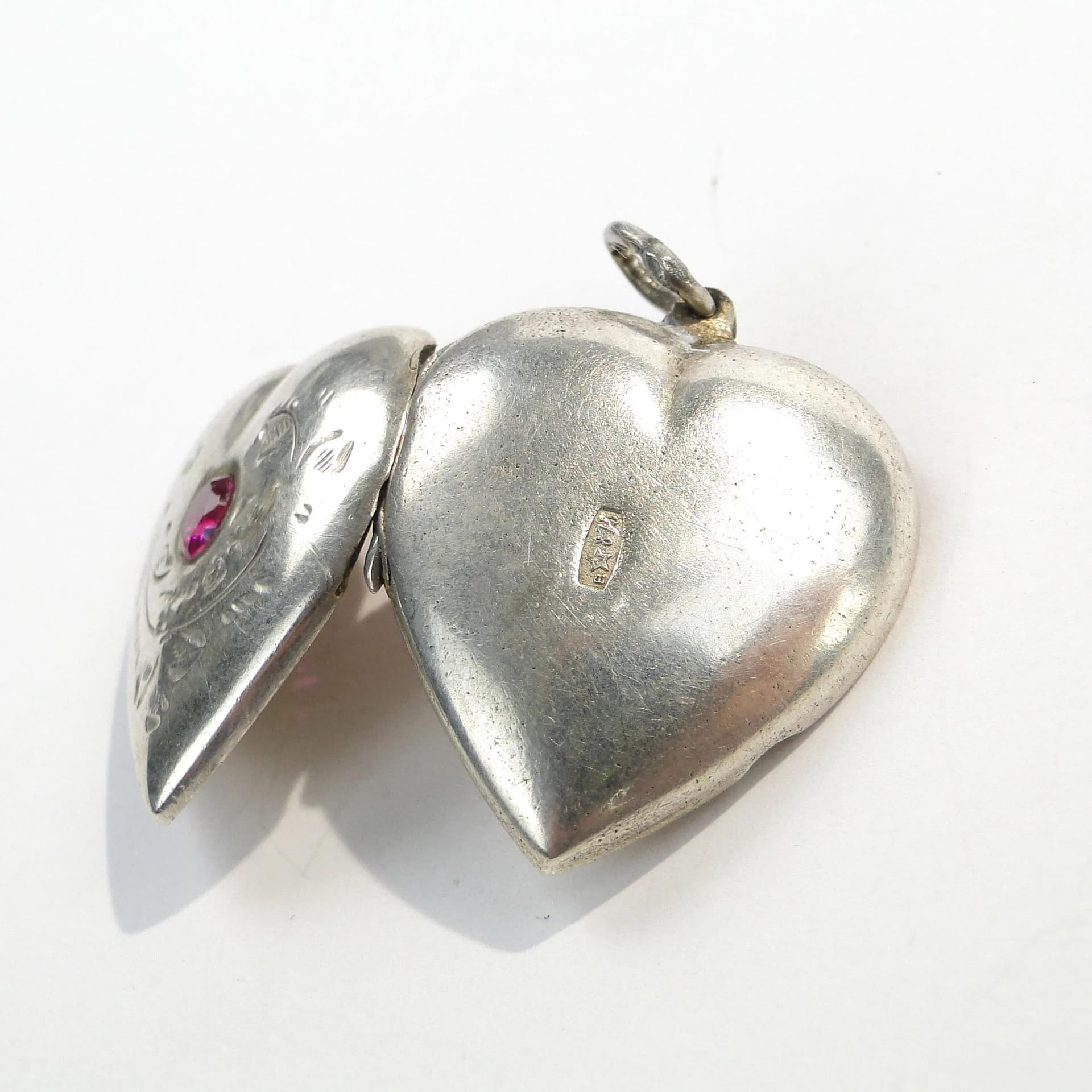 Locket Heart, silver, ruby, Lithuania, 1960s. - 393231