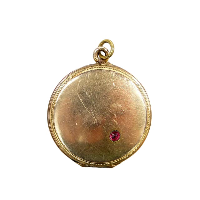 Geometric Locket, Art Nouveau, gilded brass gold, Austria, 19th century - DIMENSION