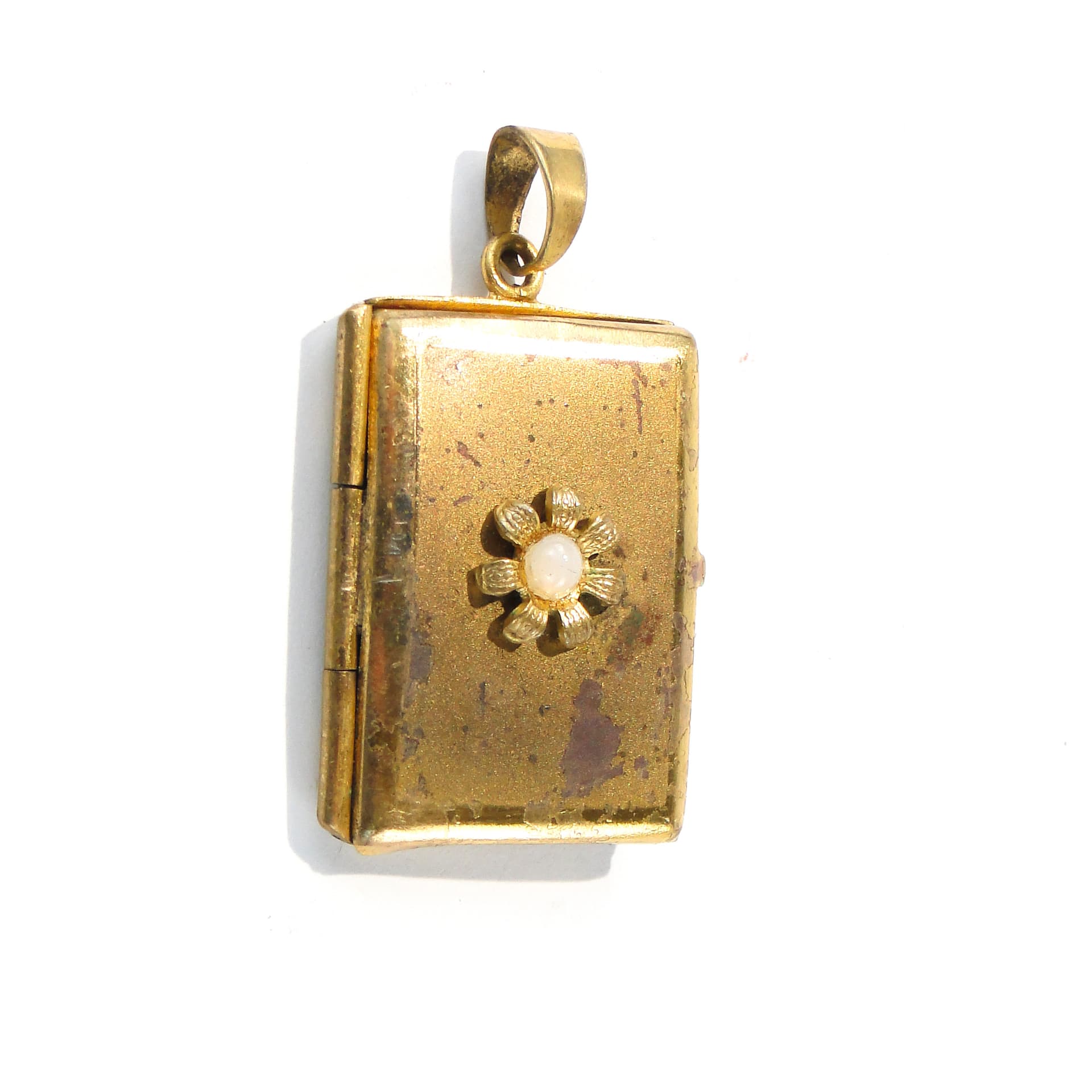 Sentimental Locket, Gilt Brass, Pearl, 19th Century - 393277