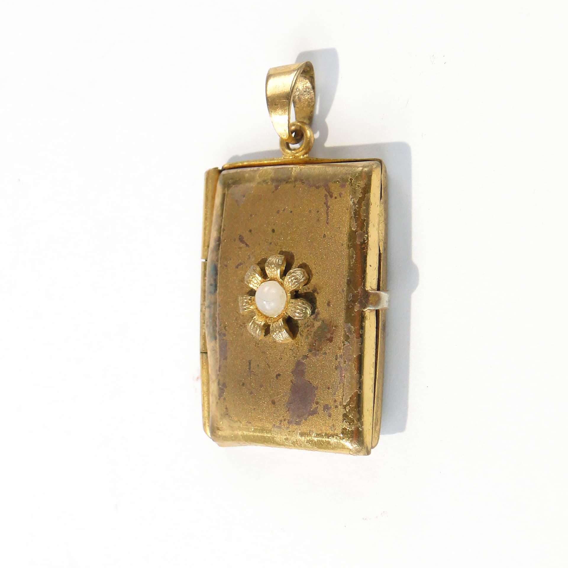 Sentimental Locket, Gilt Brass, Pearl, 19th Century - 393275