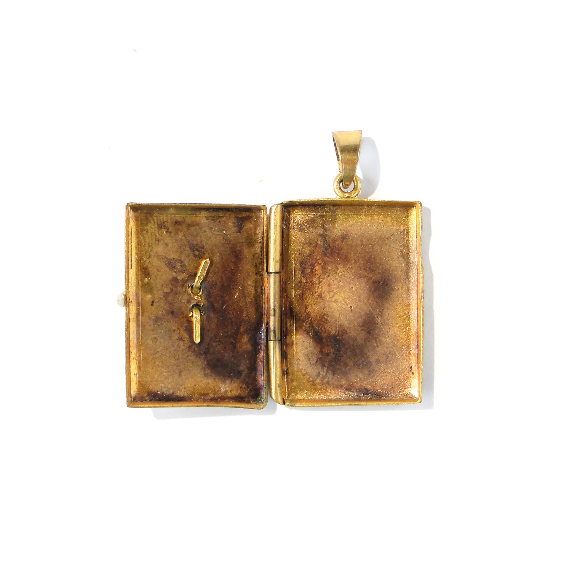 Sentimental Locket, Gilt Brass, Pearl, 19th Century - 393273
