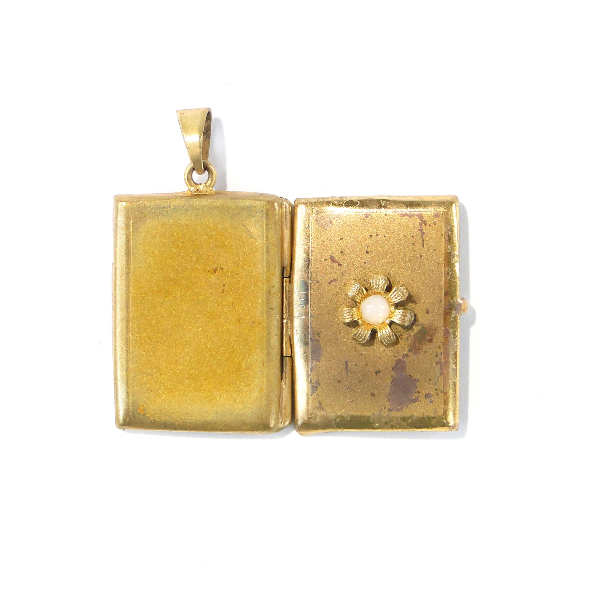 Sentimental Locket, Gilt Brass, Pearl, 19th Century - 393274