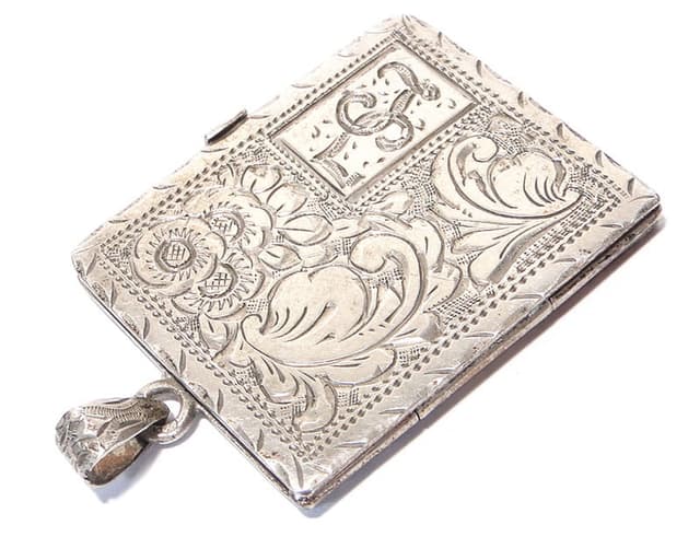 Book Locket, silver, Czechoslovakia, 1920s - DIMENSION