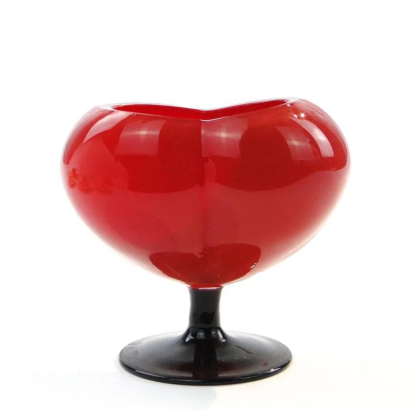 Vase, heart, red and black glass, Czechoslovakia, 1950s. - 393304