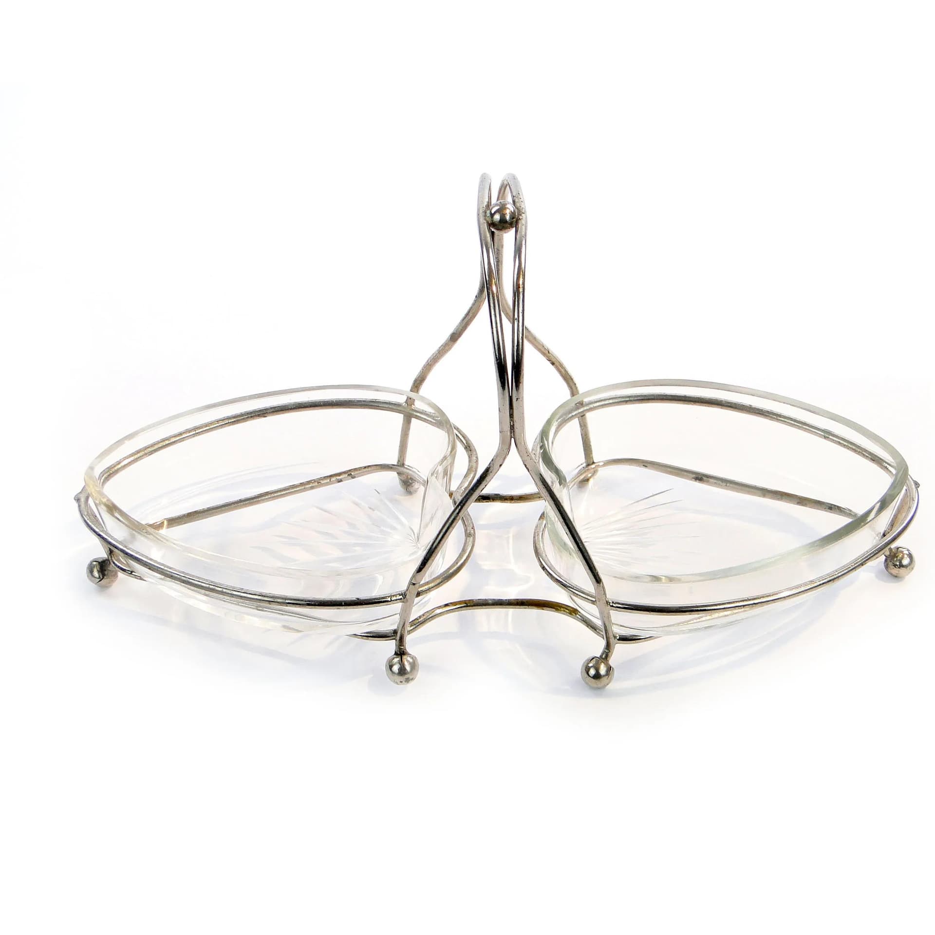 Decorative centerpiece, Hearts, silver, metal, glass, Austria, 1920s. - 393308