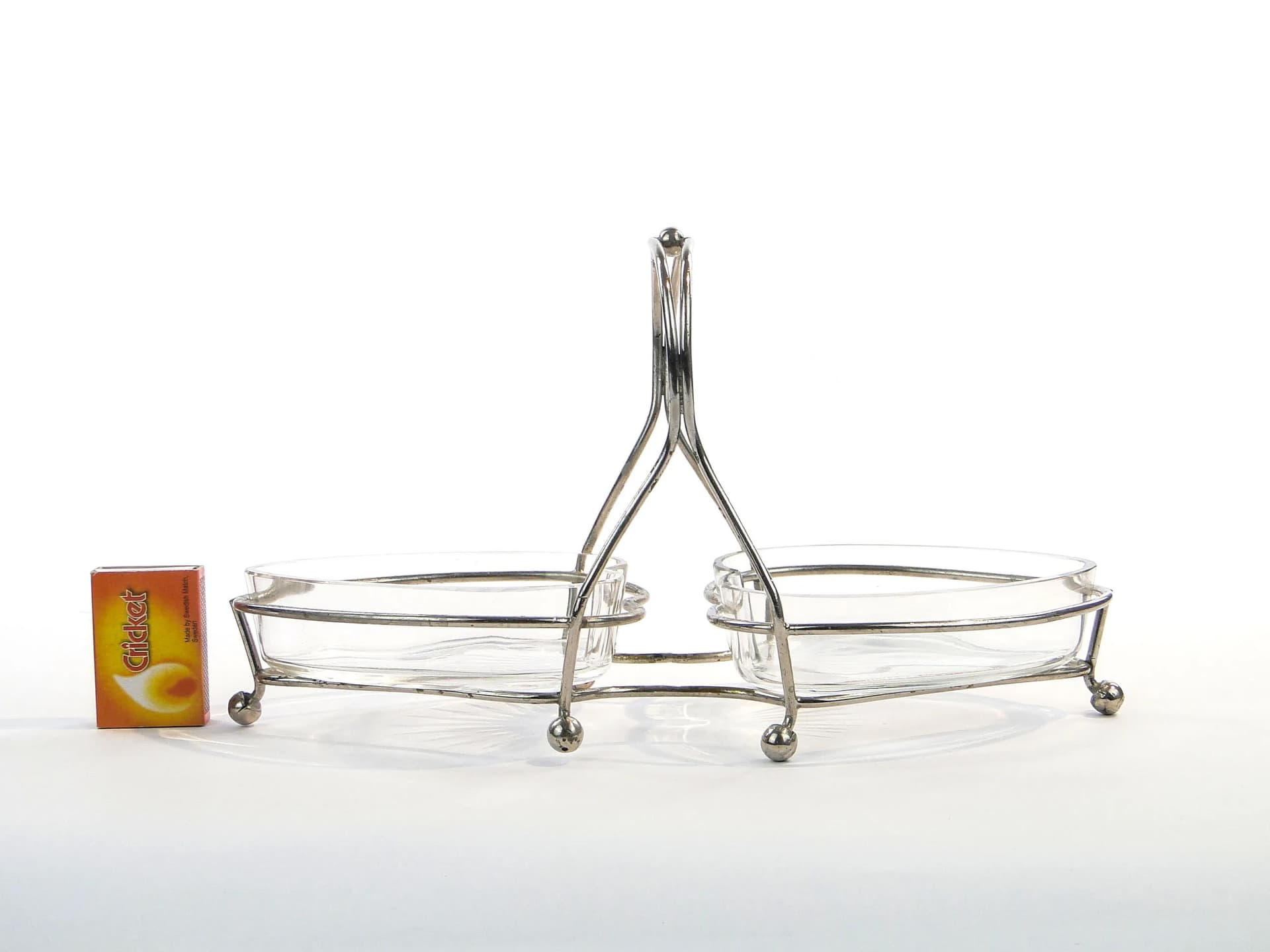 Decorative centerpiece, Hearts, silver, metal, glass, Austria, 1920s. - 393313