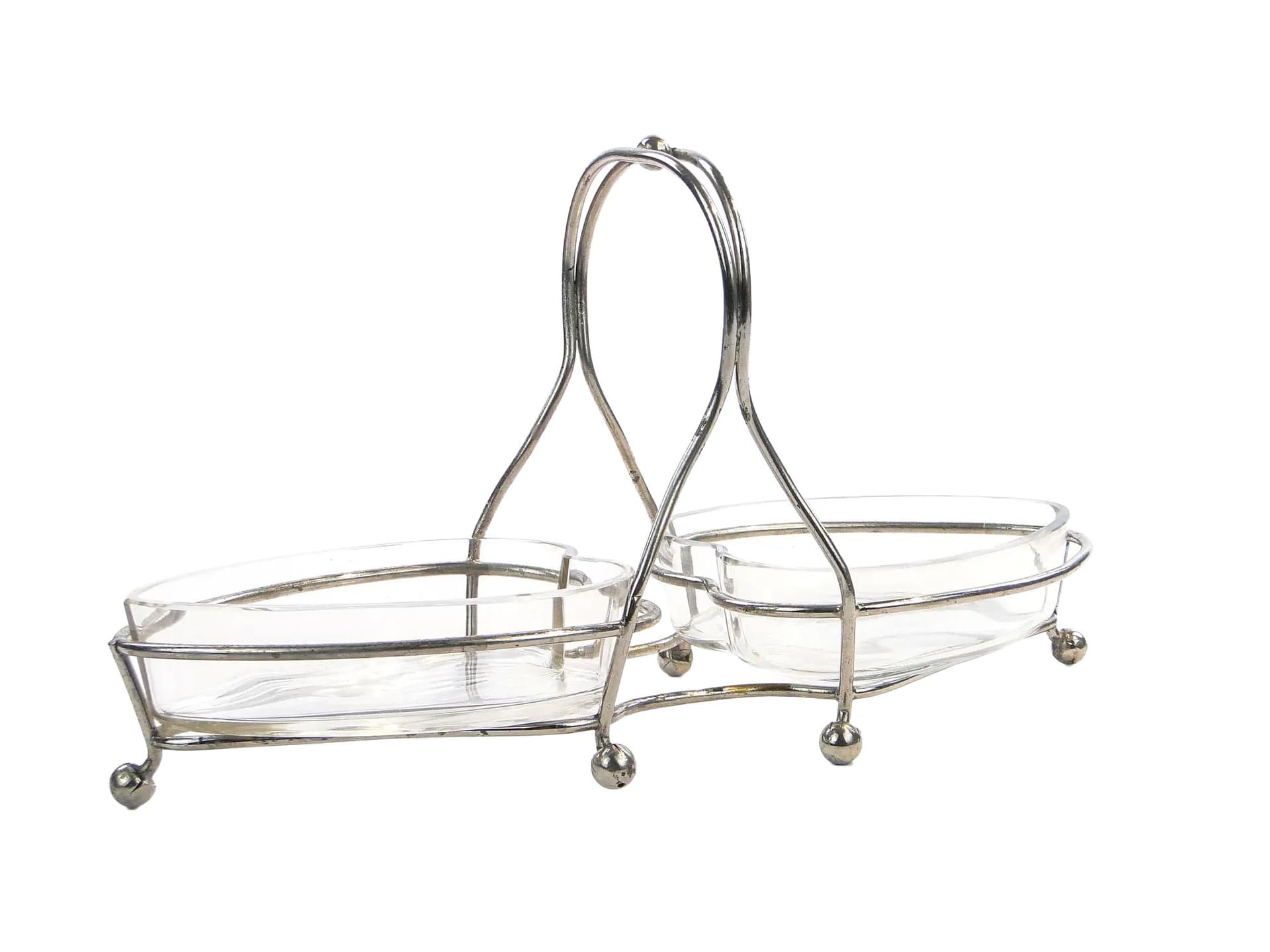 Decorative centerpiece, Hearts, silver, metal, glass, Austria, 1920s.