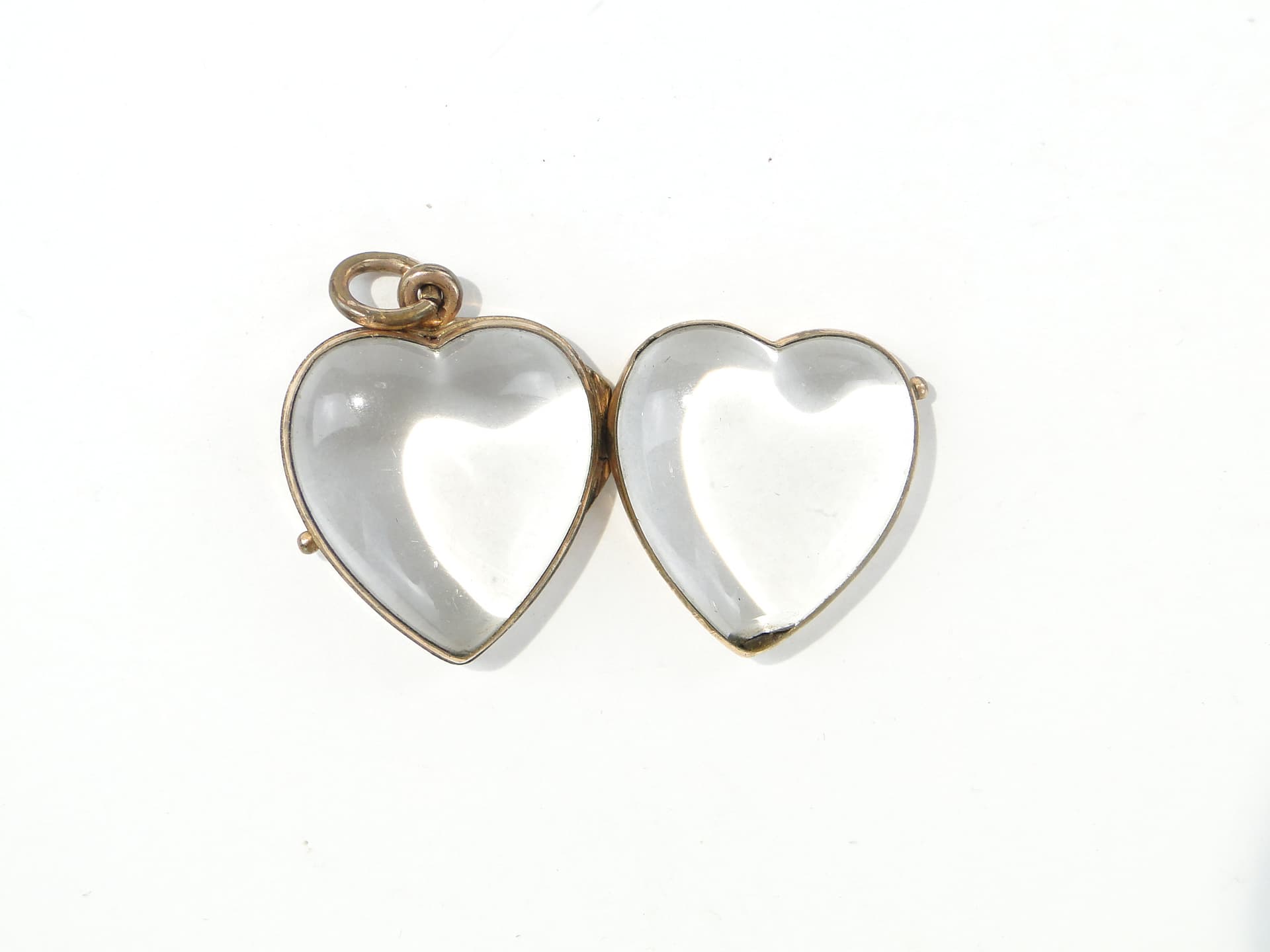 Heart Locket Biedermeier, clear glass, gilded brass, 19th century - 393319